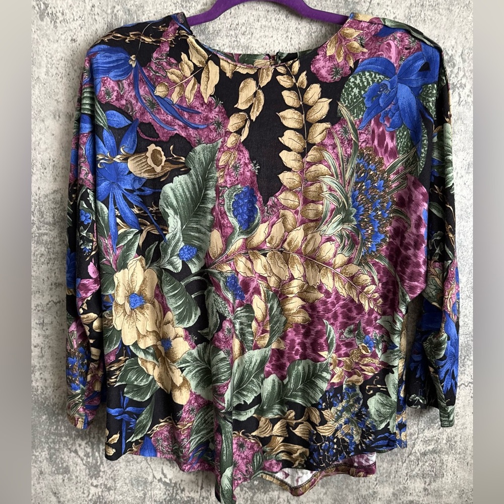 Unique SET Dress with Long Sleeves floral multicolor BLOUSE & SKIRT - Picture 7 of 15
